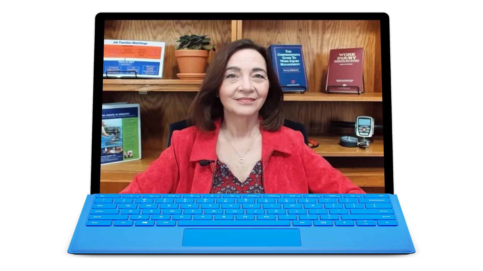 A Video Call from Ginnie Halling on a Laptop Screen.