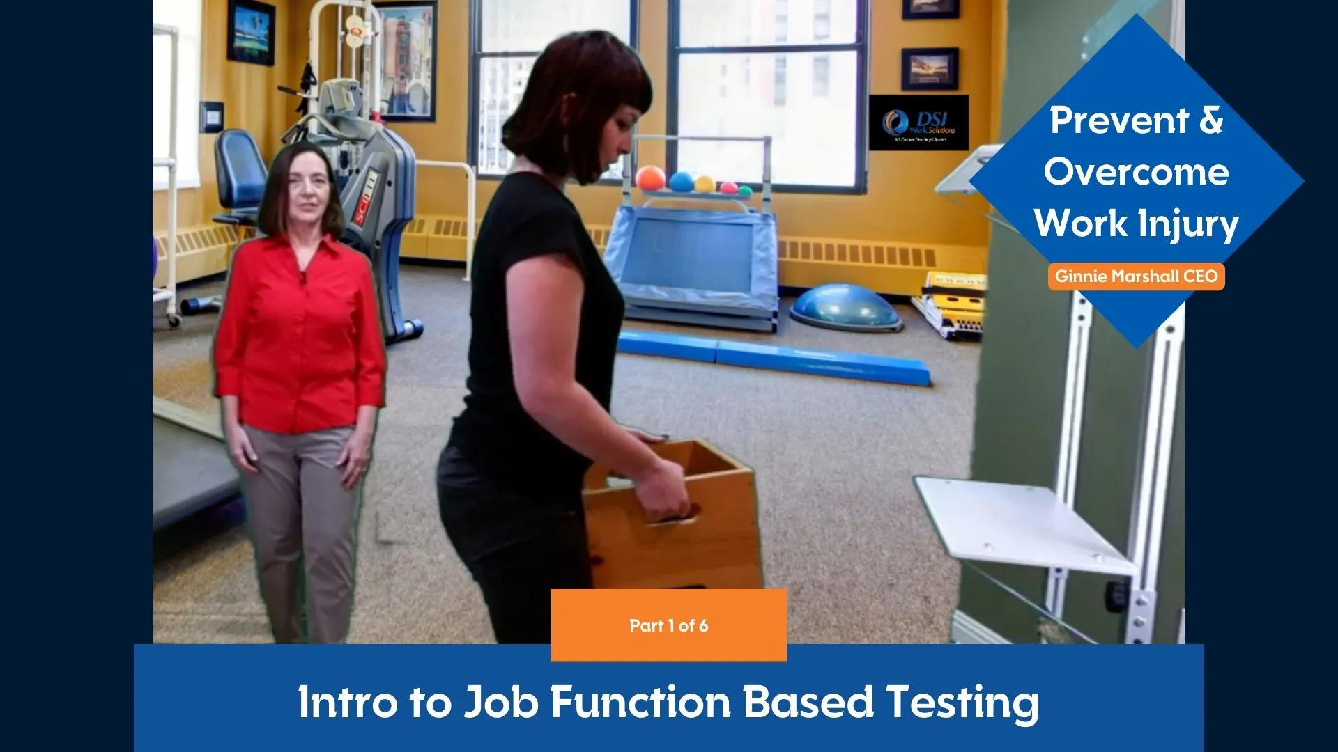 A woman is lifting a box during a Job Function Based Test. This is the first in a series of articles about JFTs.