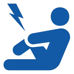 Icon of a person with a safety vest being struck by lightning representing disrupted safety initiatives.