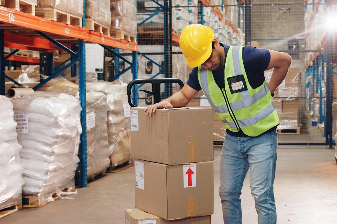 A warehouse employee has a musculoskeletal injury and needs DSI's Employer Solutions to reduce workplace injuries.